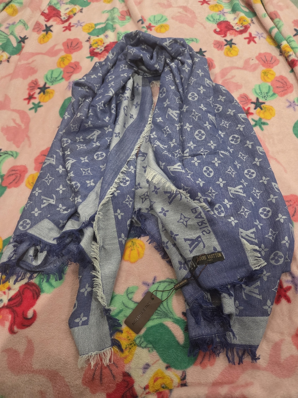 Louis Vuitton Blue Monogram Lightweight Scarf